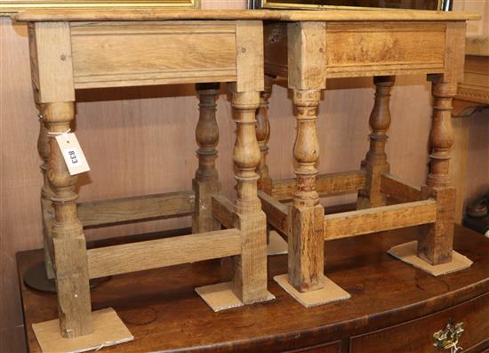 A pair of bleached oak joint stools W.45cm